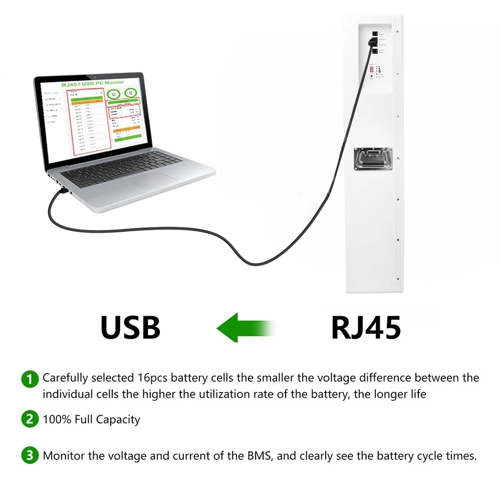 Grade A Parallel BMS Solar Energy 15kw LiFePo4 Battery Pack 51.2V 300Ah 15kwh Wall Mounted LiFePo4 Battery